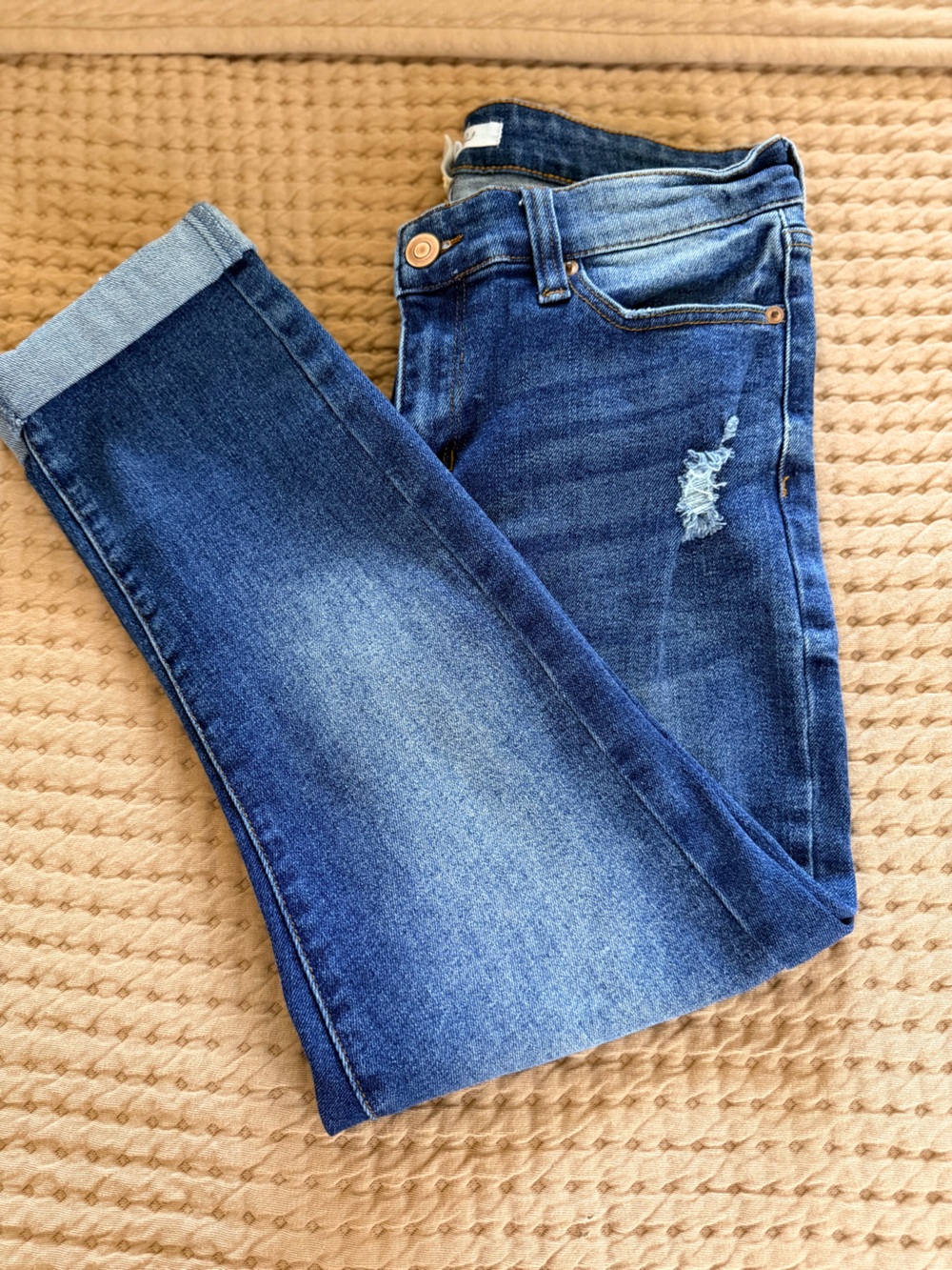 Altar'd State Dark Blue Skinny Jeans with Light Fading